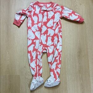 Carter's Polar Bear Footie - Pink and White